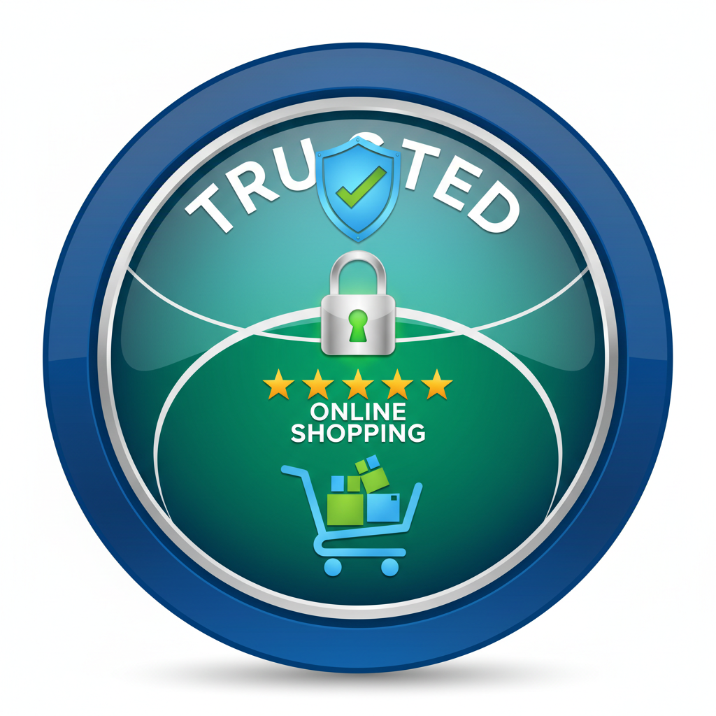 Trusted Online Shopping Experience and create this image in circle format