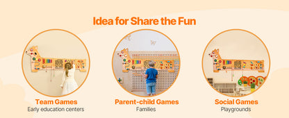 VEVOR Puppy Kids Wall Busy Panels 12 Activities Board Montessori Sensory Learning Activity Center for Children Playroom Toys